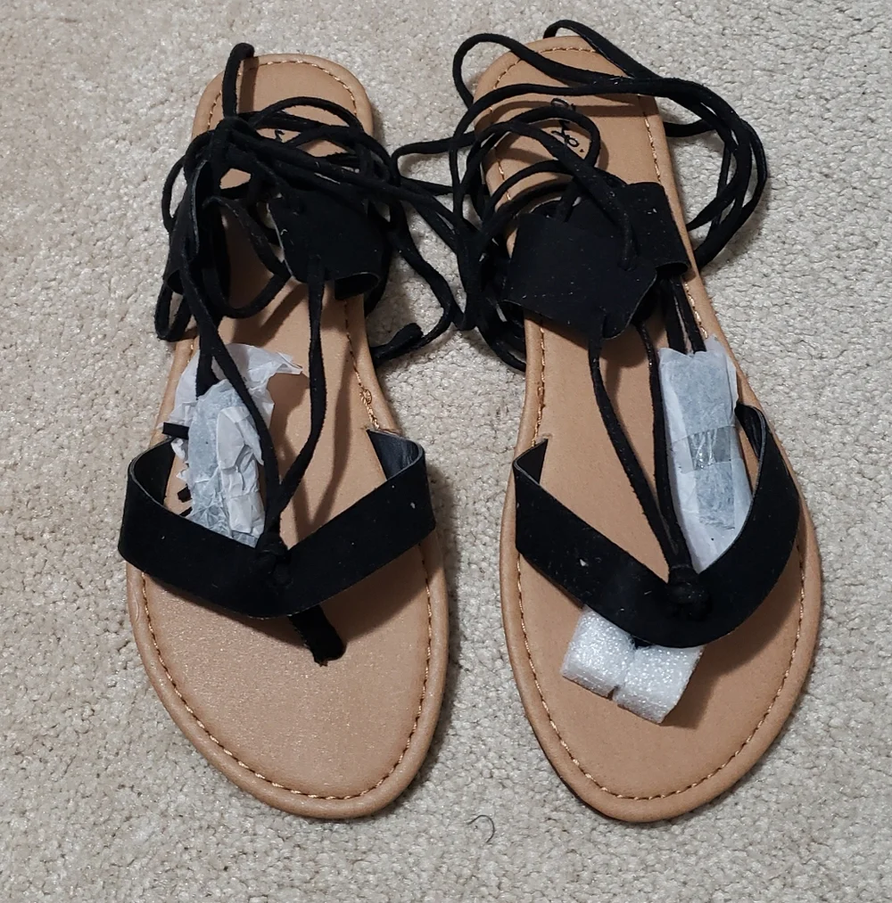 Black Stretch Suede Qupid Women's Sandals, Style ATHENA-1169, in Size 8.5 - Picture 2 of 5